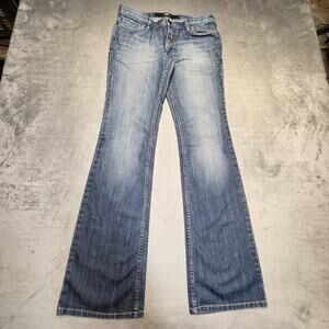 Mossimo Jeans Womens 2 Blue Bootcut Premium Denim Stretch Faded Wash Five Pocket